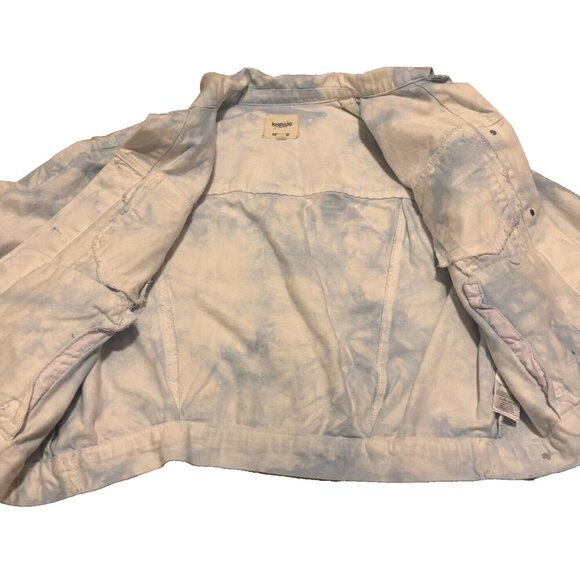 Kensie Jeans Womens Blue/White Tie Dye Vintage Luxe Long Sleeve Jean Jacket Sz M - Picture 3 of 6